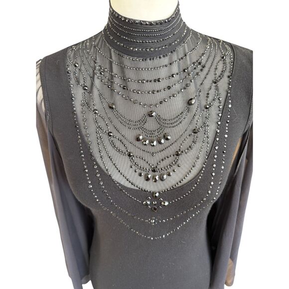 Grayse Kelly And Marie Gray Whimsy Goth Punk Sheer Sequin Witchy Designer Top XS - Picture 2 of 14